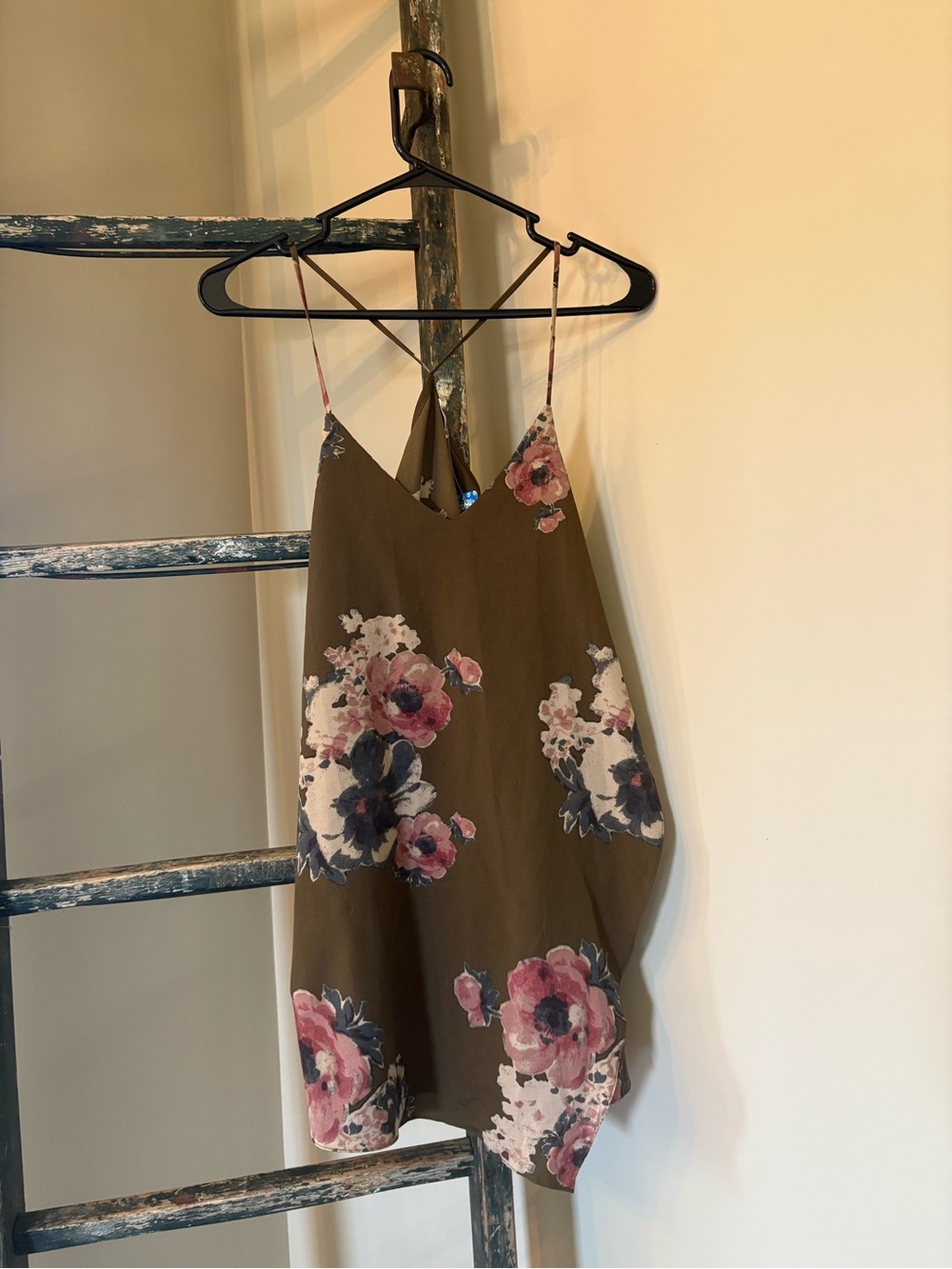 Free People Olive Green Floral Slip Dress